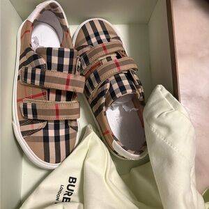 Burberry Kids Checkered Sneakers - Beige and Black